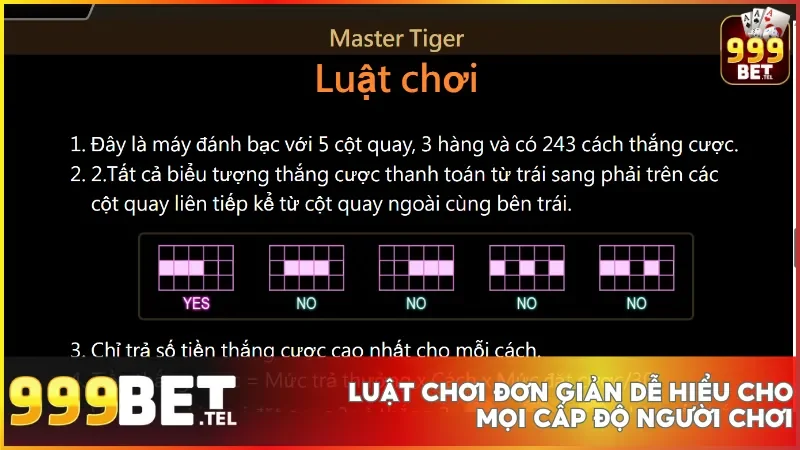 Đại Sư Hổ tại 999bet mở ra hành trình săn thưởng cực đỉnh cho người chơi 3 Luật chơi của Đại Sư Hổ được thiết kế thân thiện giúp người mới dễ dàng làm quen ngay từ lần đầu.